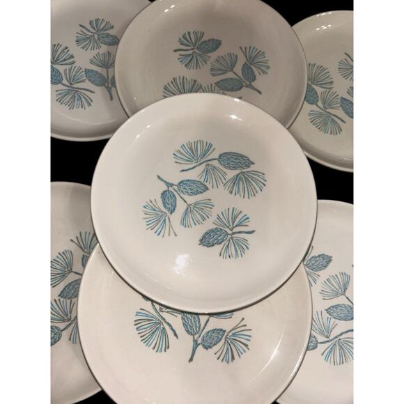 Vintage 1950’s Marcrest Stetson BLUE SPRUCE Bread and Butter Plates Set of 7 - Picture 4 of 5